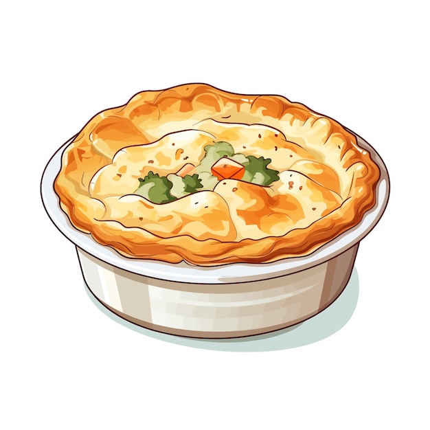 Vector chicken pot pie vector clipart white background