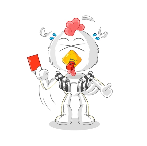 Chicken referee with red card illustration character vector