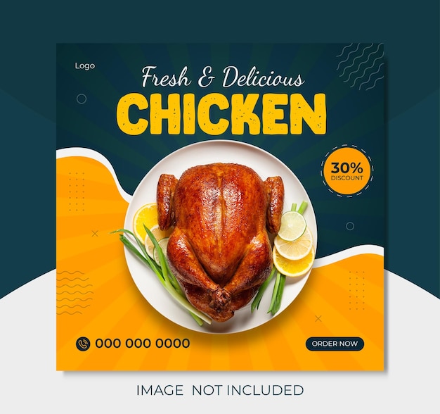 Chicken Restuarant Food Social Media Post Design Template