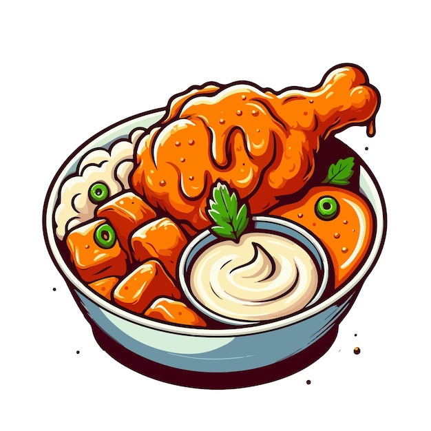 Vector chicken rice bowl ai generated image