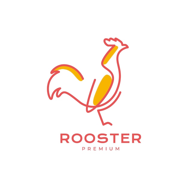 Chicken rooster poultry with lines art style abstract minimal logo design vector icon