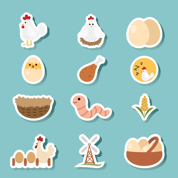 Vector chicken set icons