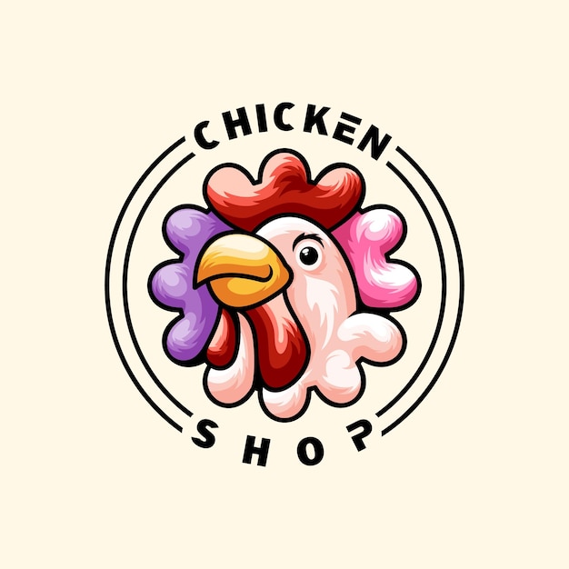 Chicken shop logo design vector