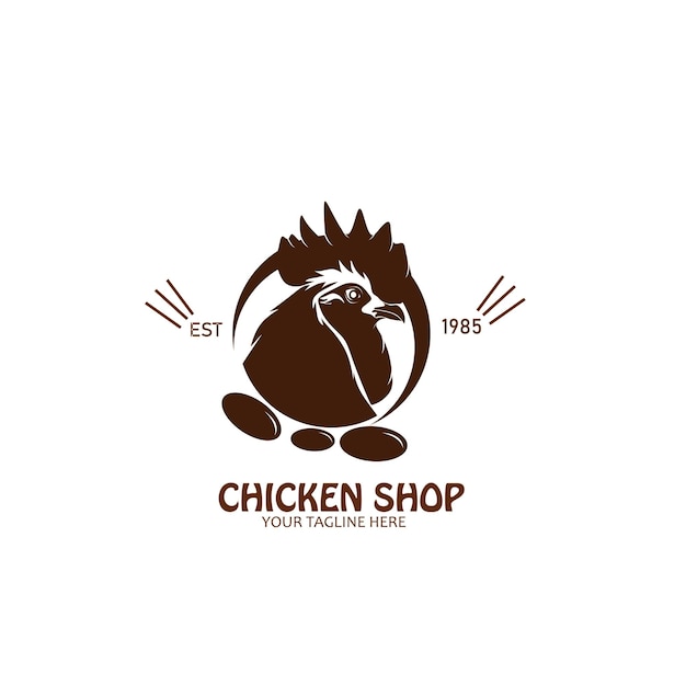 Chicken shop silhouette logo design