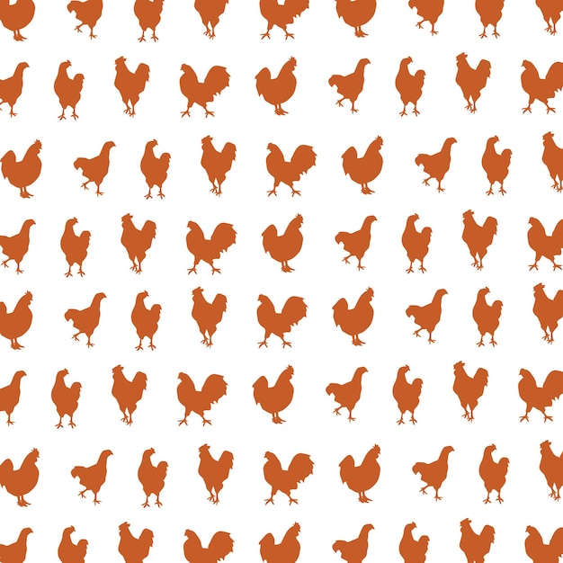 Chicken silhouette vector illustration pattern