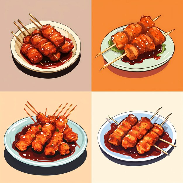 Vector chicken_skewers_with_barbecue_sauce