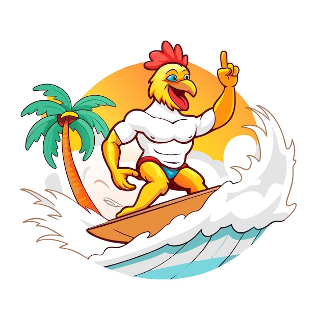 chicken surfer vector