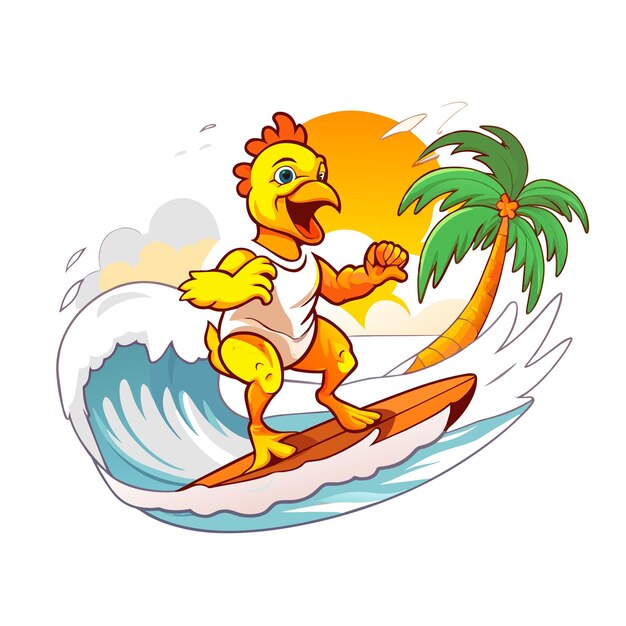 chicken surfer vector