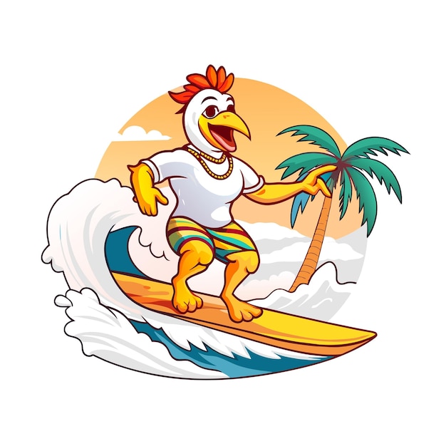 chicken surfer vector