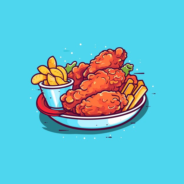 Vector chicken tenders vector illustration clean line and cool color clip art for menu poster web
