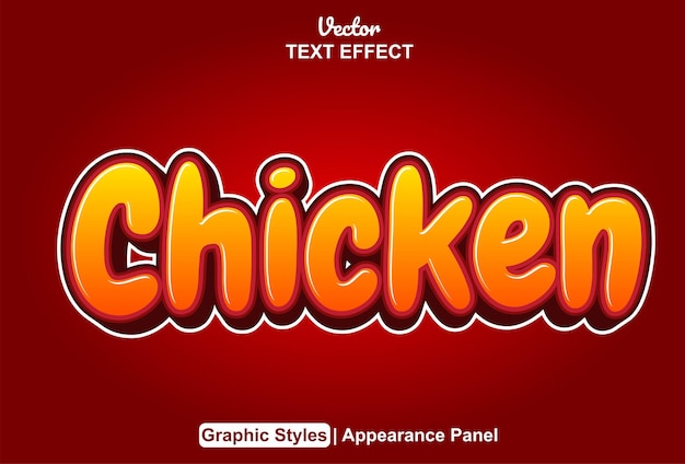 Chicken text effect with graphic style and editable