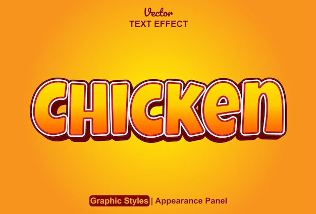 Chicken text effect with orange graphic style and editable