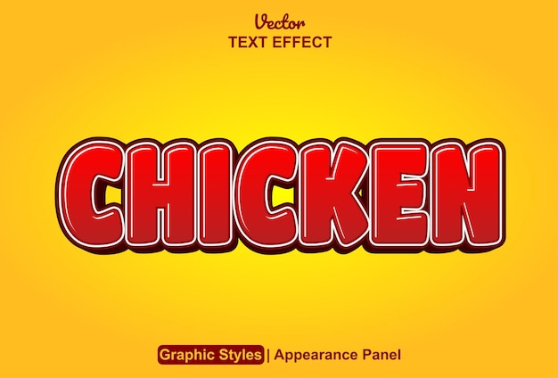 Chicken text effect with red color graphic style editable