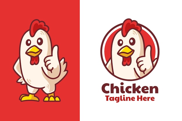 Chicken Thumbs Up Mascot Logo Design