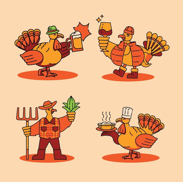 Chicken turkeys cartoon thanksgiving celebration