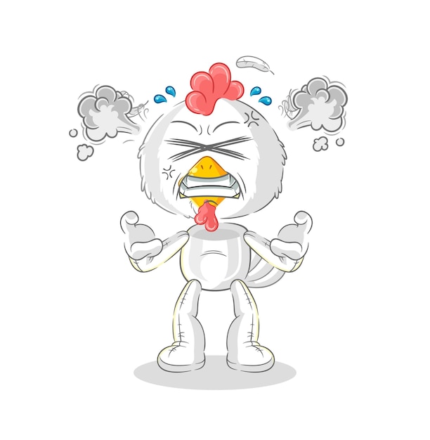 Chicken very angry mascot cartoon vector