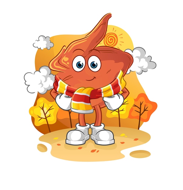 Chicken wing in the autumn. cartoon mascot vector