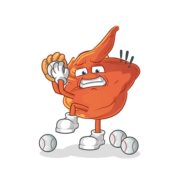 chicken wing baseball pitcher cartoon. cartoon mascot vector