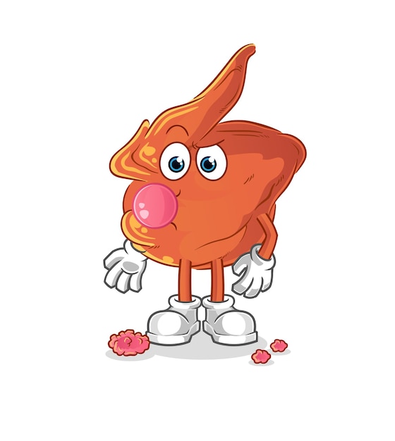 chicken wing chewing gum vector. cartoon character