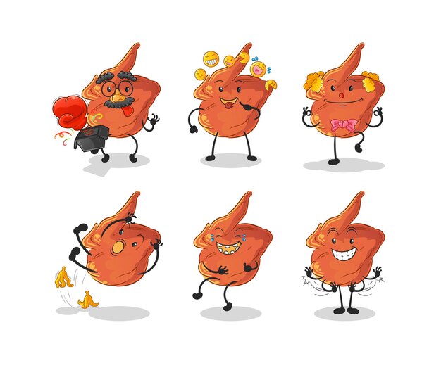 Chicken wing comedy set character. cartoon mascot vector