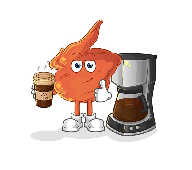 手羽先を飲むコーヒーのイラスト。文字ベクトル