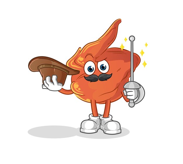 Chicken wing fencer character. cartoon mascot vector