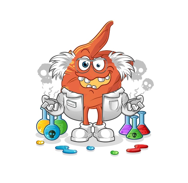 Chicken wing mad scientist illustration. character vector