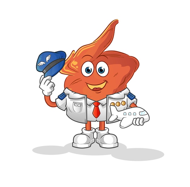 Chicken wing pilot mascot. cartoon vector