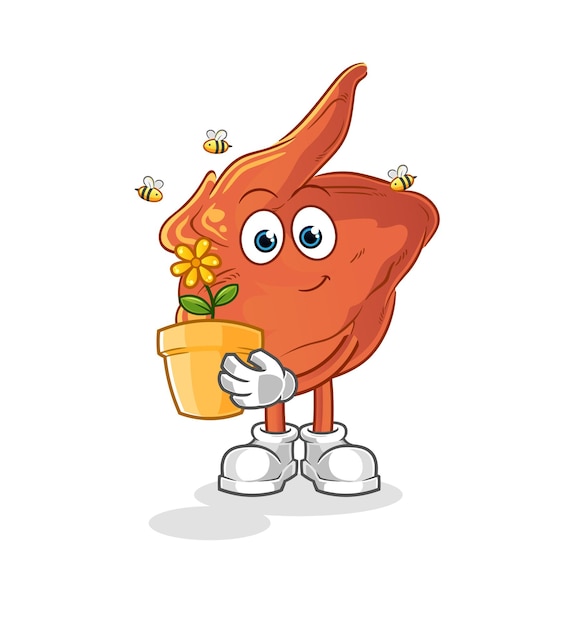 Chicken wing with a flower pot. character vector
