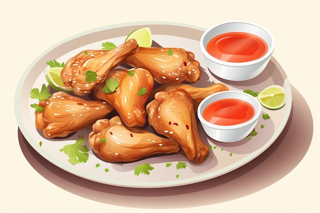 Vector chicken wings dipping sauce