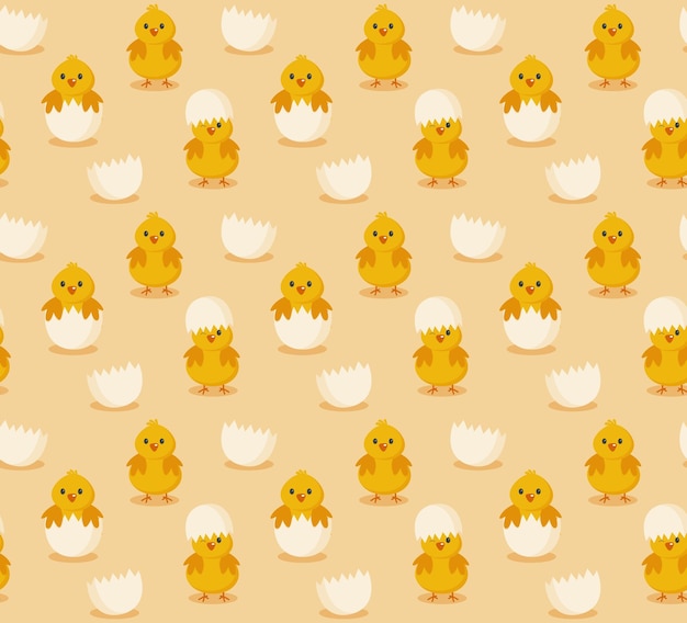 Chickens seamless pattern Festive vector background for Easter Eps 10