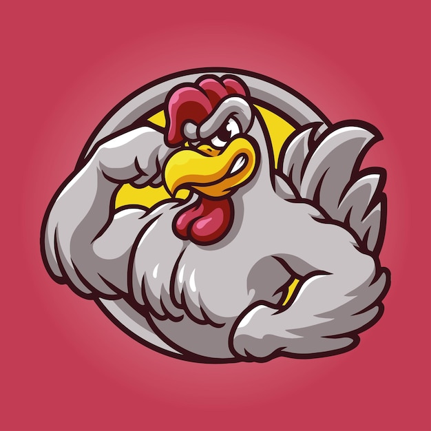 Chickens Strong mascot great illustration for your branding business