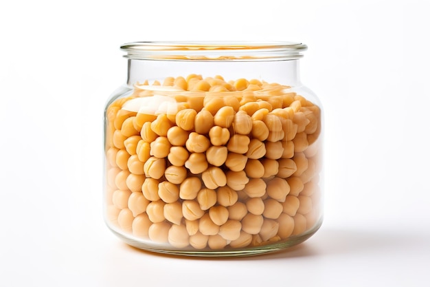 Vector chickpea and glass jar isolated on white background