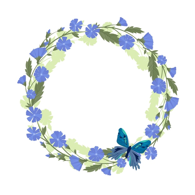 Chicory wreath and butterfly