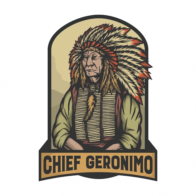 Vector chief geronimo als een leider van de indiase in signature pose