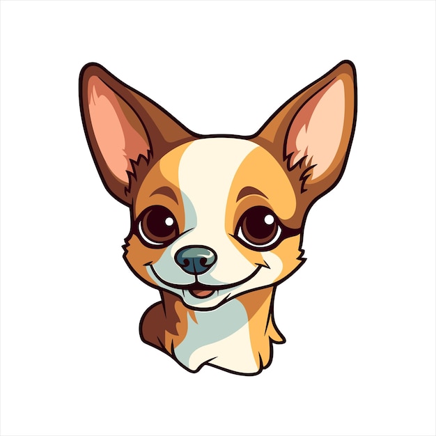 Chihuahua Dog Breed Cute Cartoon Kawaii Character Animal Pet Isolated Sticker Illustration