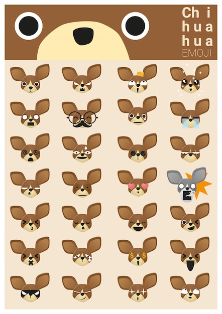 Vector chihuahua emoji icons