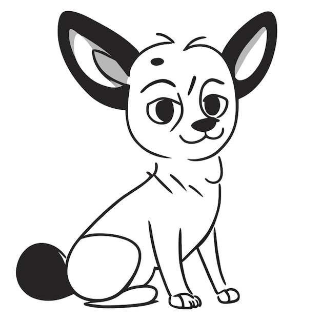 Vector chihuahua puppy cartoon style coloring book vector illustration doodle line art