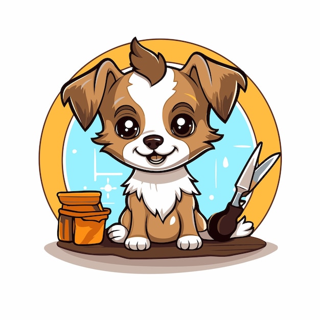 Chihuahua puppy met een penseel Vector illustratie