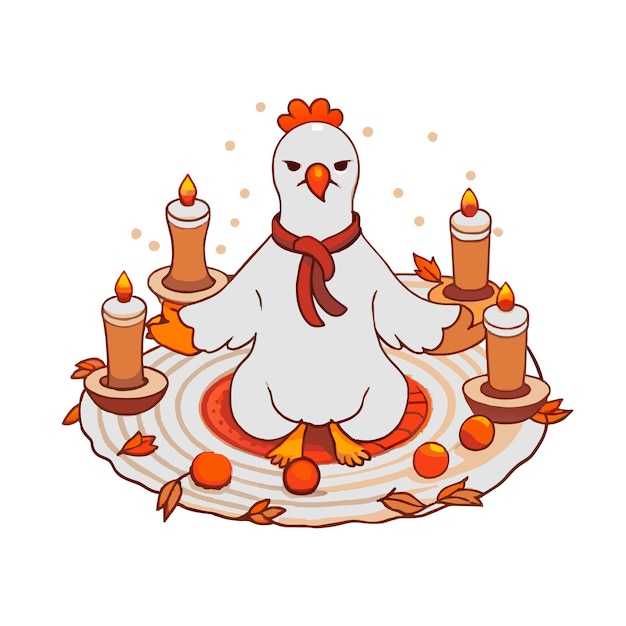 Vector chiken doing yoga