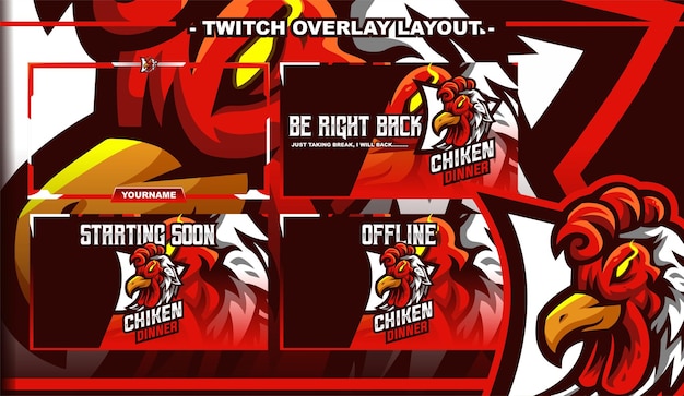 Chiken roster gaming layout design streamer twitch logo carattere