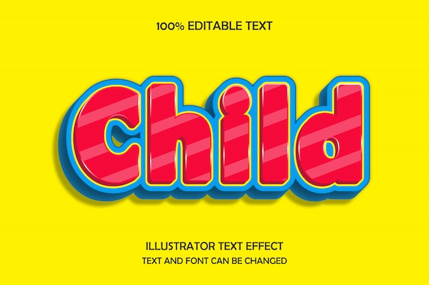 Child,3d editable text effect modern shadow style