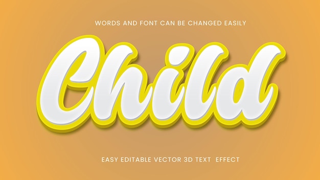 Child 3d text effect design 