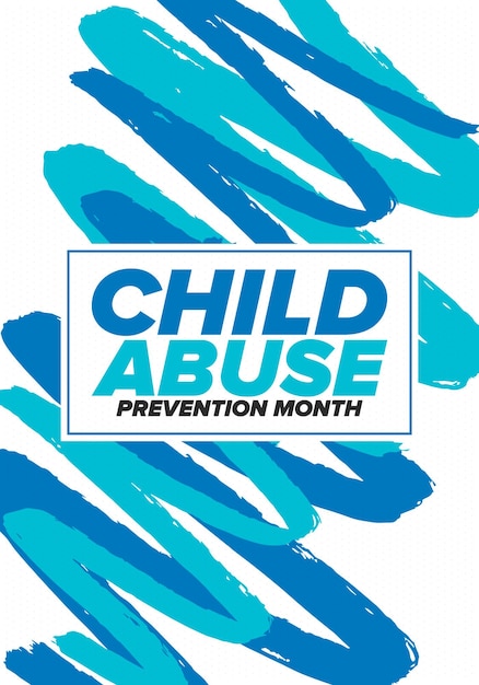 Child abuse prevention month stop child violence children protection and safety unity vector