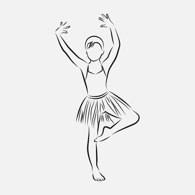 Child Ballerina Line Art