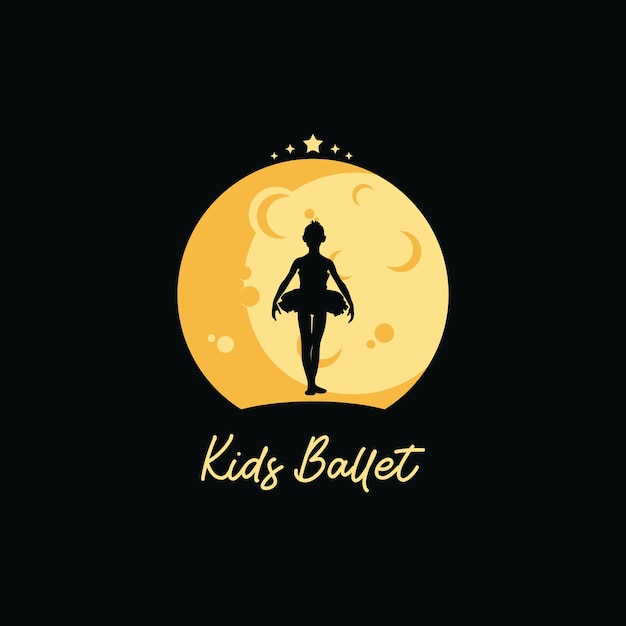 Vector a child ballet with moon background