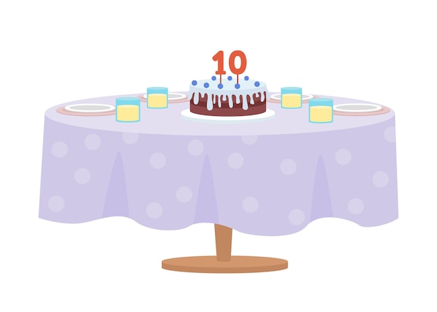 子供の誕生日お祝いボード セミフラット カラー ベクトル オブジェクト