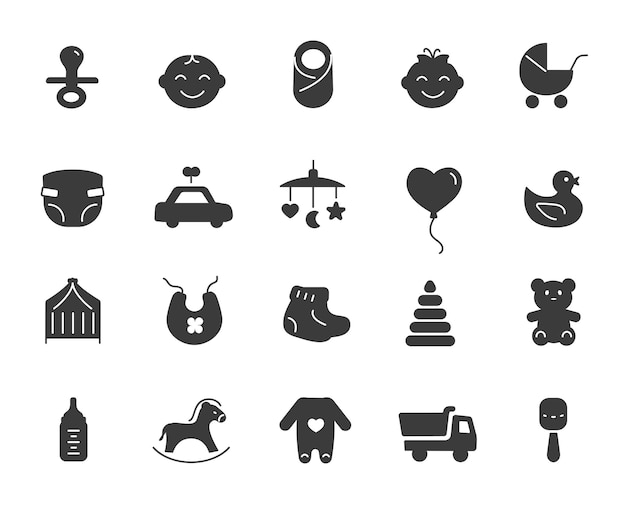 Vector child black icons set