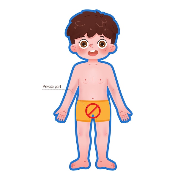 Child boy body privacy parts vector illustration