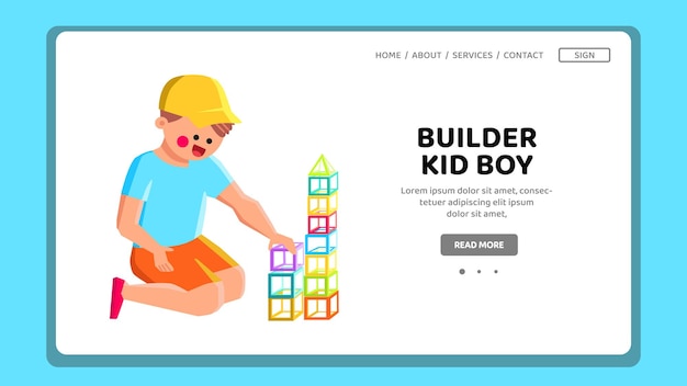 Vector child builder kid boy vector